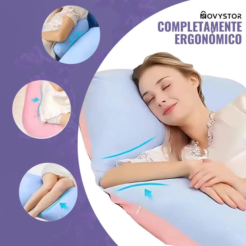 ALMOHADA ERGONOMICA TIPO U PARA EMBARAZO COLOR ROSA SUAVE - 5
