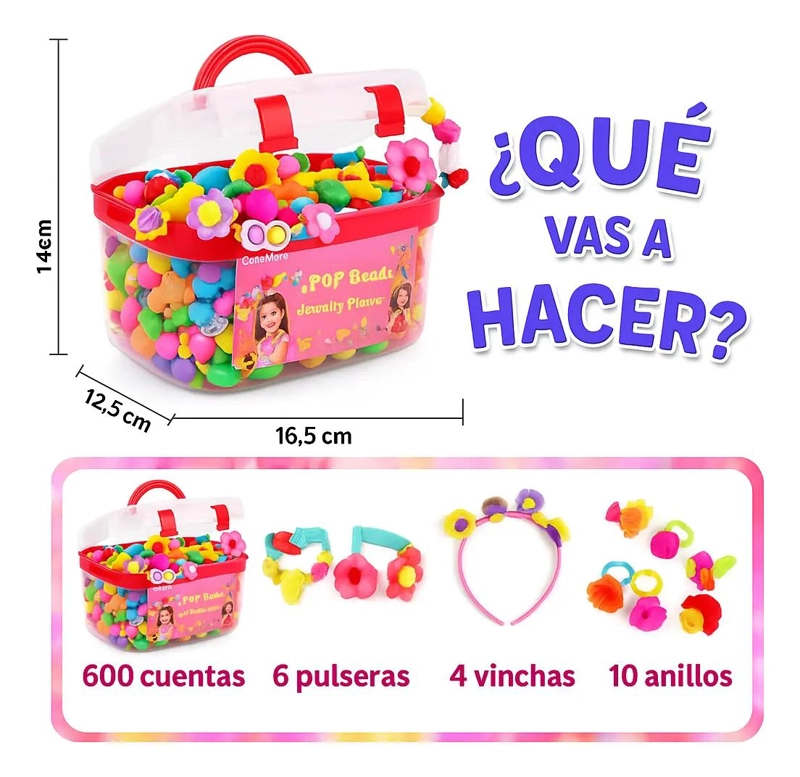 SET DE 600 PIEZAS DE CUENTAS PARA PULSERAS, COLLARES Y ANILLOS - 2