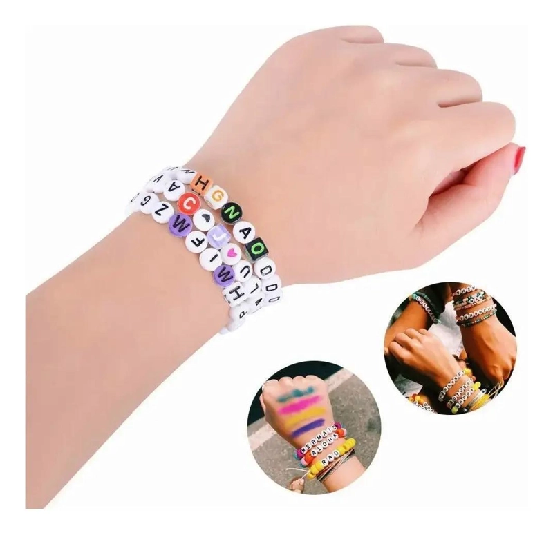 SET COMPLETO DE CUENTAS PARA PULSERAS CON LETRAS Y ACCESORIOS VARIADOS - 3