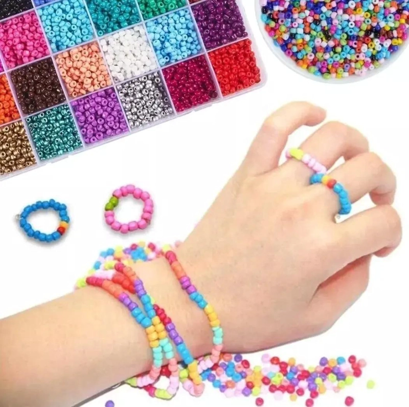 SET DE PULSERAS PARA NIÑA CON CUENTAS DE VIDRIO COLORIDAS - 1