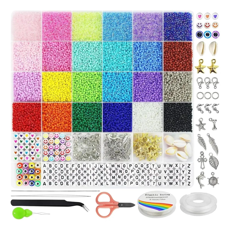 KIT COMPLETO PARA CREAR PULSERAS CON MOSTACILLAS DE 24 COLORES VARIADOS - 1