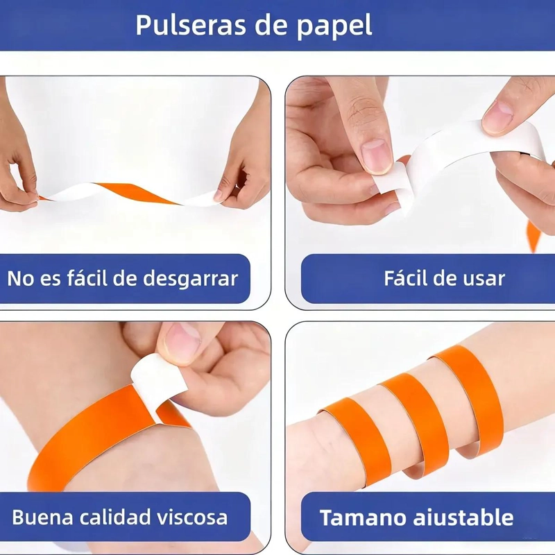 300 PULSERAS DE PAPEL TYVEK PARA EVENTOS Y FIESTAS PERSONALIZABLES - 4