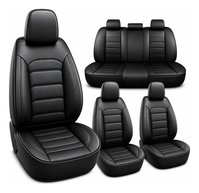 FUNDA PARA ASIENTO DE VEHICULO EN ECOCUERO CON 13 PIEZAS UNIVERSALES - 1