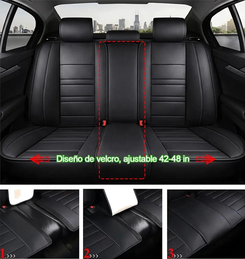 FUNDA PARA ASIENTO DE VEHICULO EN ECOCUERO CON 13 PIEZAS UNIVERSALES - 2