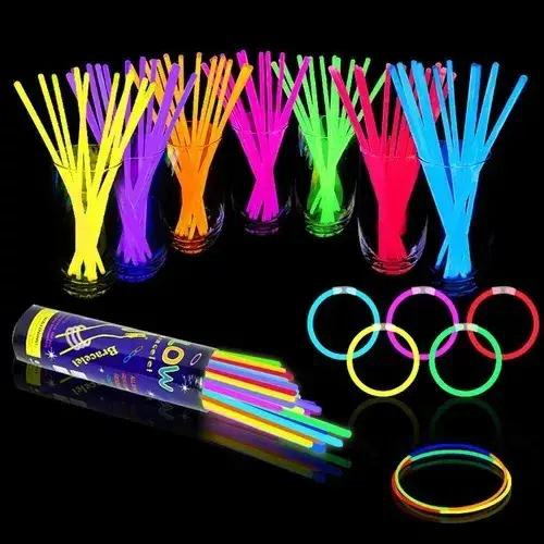 100 PULSERAS FLUORESCENTES PARA FIESTAS NEON QUE BRILLAN EN OSCURIDAD - 1