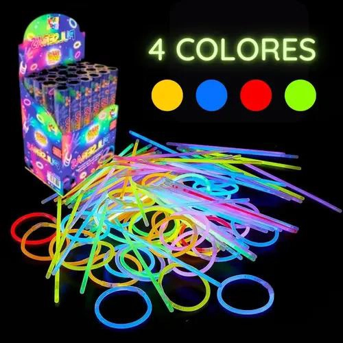 100 PULSERAS FLUORESCENTES PARA FIESTAS NEON QUE BRILLAN EN OSCURIDAD - 3
