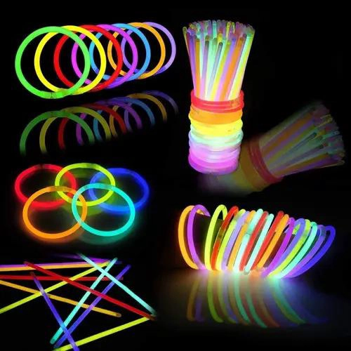 100 PULSERAS FLUORESCENTES PARA FIESTAS NEON QUE BRILLAN EN OSCURIDAD - 5