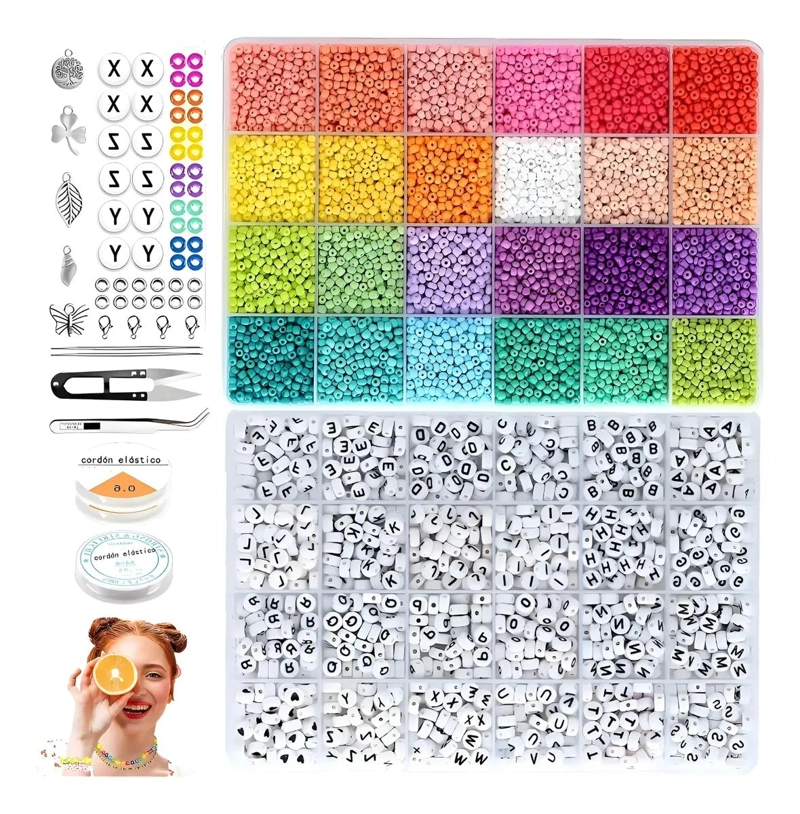 CONJUNTO DE CUENTAS PARA PULSERA Y COLLAR CON 13200 PIEZAS PARA BRICOLAJE - 1