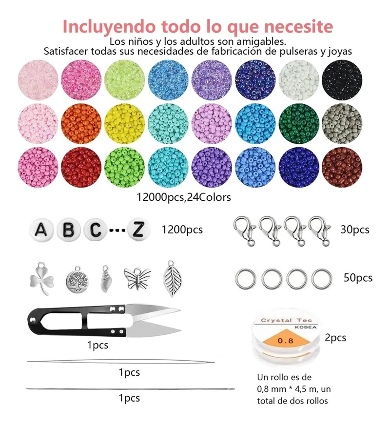 CONJUNTO DE CUENTAS PARA PULSERA Y COLLAR CON 13200 PIEZAS PARA BRICOLAJE - 2