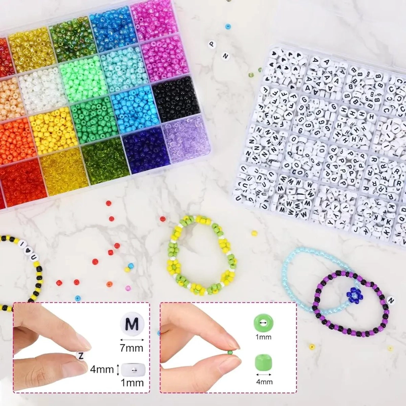 CONJUNTO DE CUENTAS PARA PULSERA Y COLLAR CON 13200 PIEZAS PARA BRICOLAJE - 3