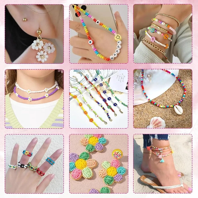 CONJUNTO DE CUENTAS PARA PULSERA Y COLLAR CON 13200 PIEZAS PARA BRICOLAJE - 5