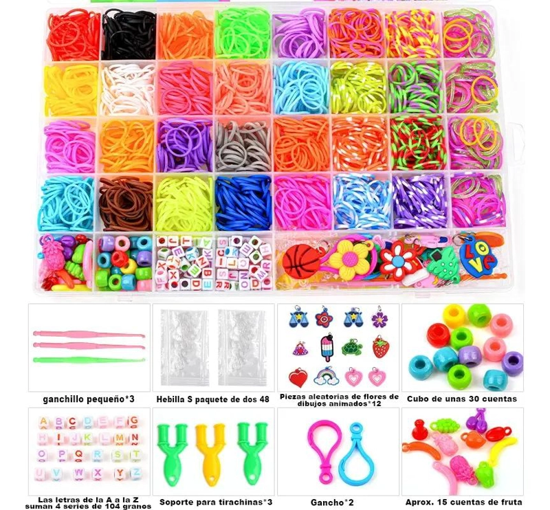 KIT COMPLETO PARA CREAR PULSERAS ELASTICAS CON ACCESORIOS VARIADOS - 2