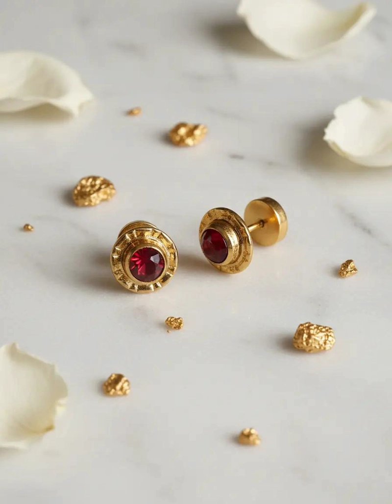 AROS DE ORO CON CIRCONES EN TONOS RUBI Y ROSA DE FRANCIA ELEGANTES - 2