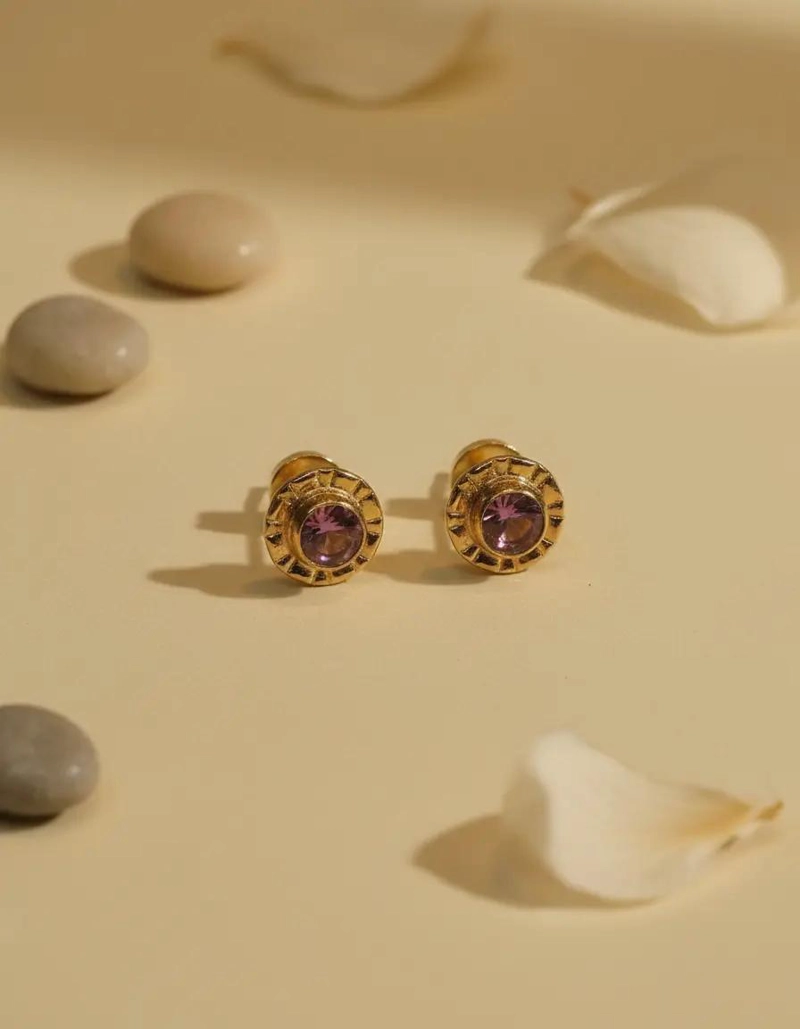 AROS DE ORO CON CIRCONES EN TONOS RUBI Y ROSA DE FRANCIA ELEGANTES - 3