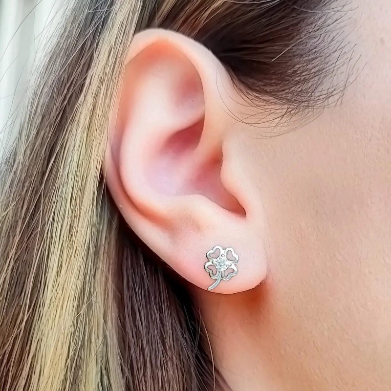 AROS DE PLATA FINA 925 CON DISEÑO DE TRE BOL Y CIRCON - 3