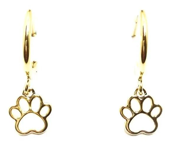 AROS ARGOLLA CON DISEÑO DE HUELLA ENCHAPADOS EN ORO 18 K - 1