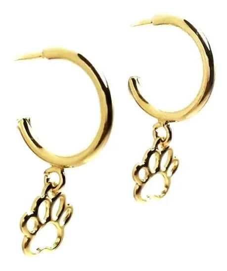 AROS ARGOLLA CON DISEÑO DE HUELLA ENCHAPADOS EN ORO 18 K - 2
