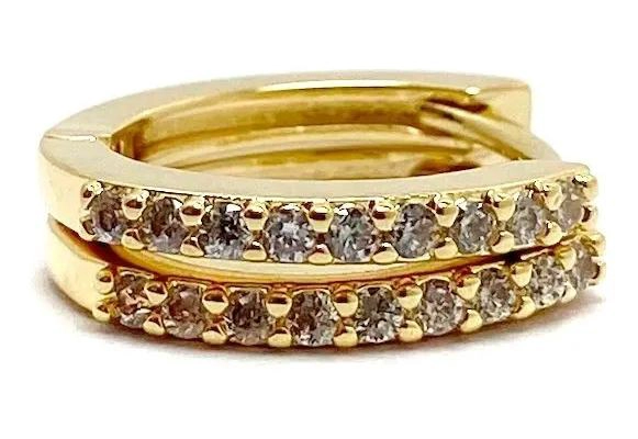 AROS ARGOLLA OVALADA CON CIRCONES Y BAÑO DE ORO 18K - 1