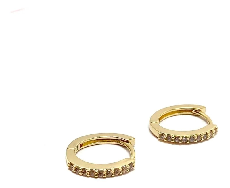 AROS ARGOLLA OVALADA CON CIRCONES Y BAÑO DE ORO 18K - 3