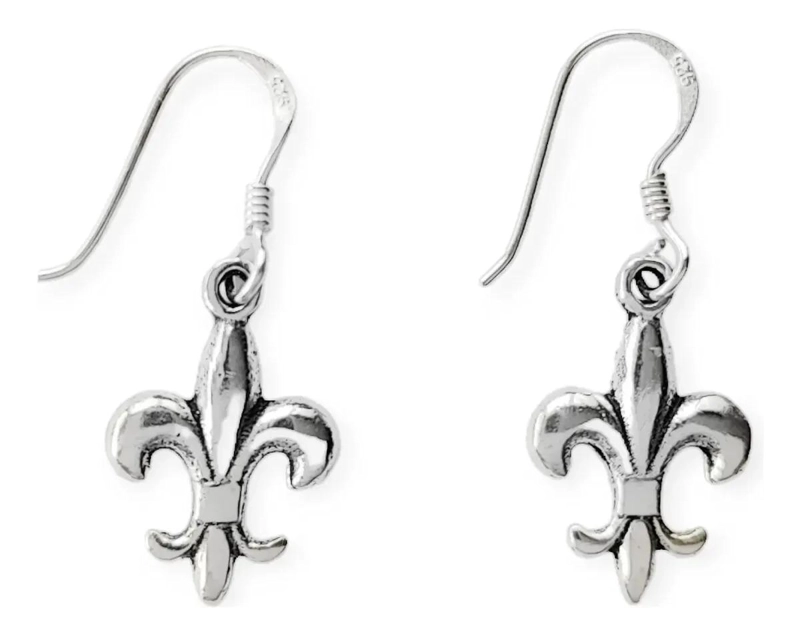 AROS CON DISEÑO FLOR DE LIS EN PLATA FINA 925 CON GANCHO - 1