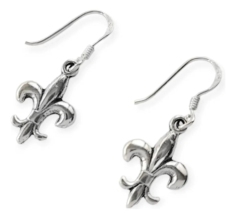 AROS CON DISEÑO FLOR DE LIS EN PLATA FINA 925 CON GANCHO - 2