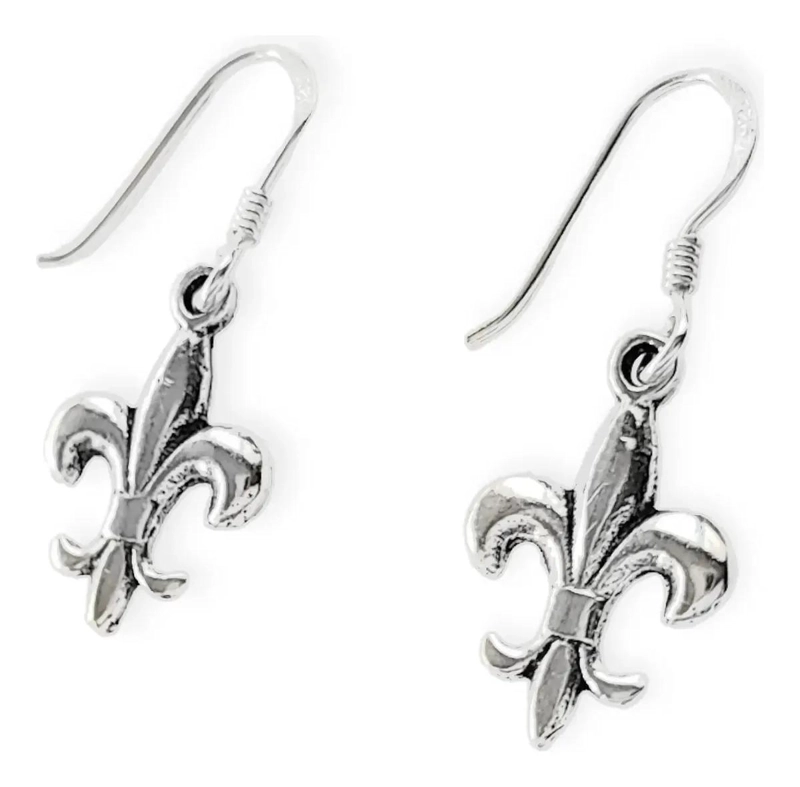 AROS CON DISEÑO FLOR DE LIS EN PLATA FINA 925 CON GANCHO - 3