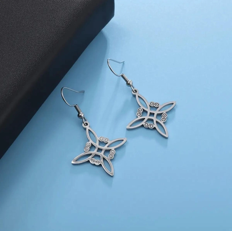 AROS DE ACERO CON DISEÑO DE NUDO DE BRUJA PARA PROTECCION PERSONAL - 2