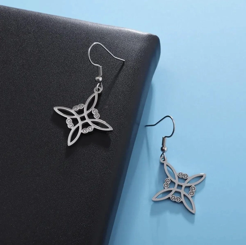 AROS DE ACERO CON DISEÑO DE NUDO DE BRUJA PARA PROTECCION PERSONAL - 3
