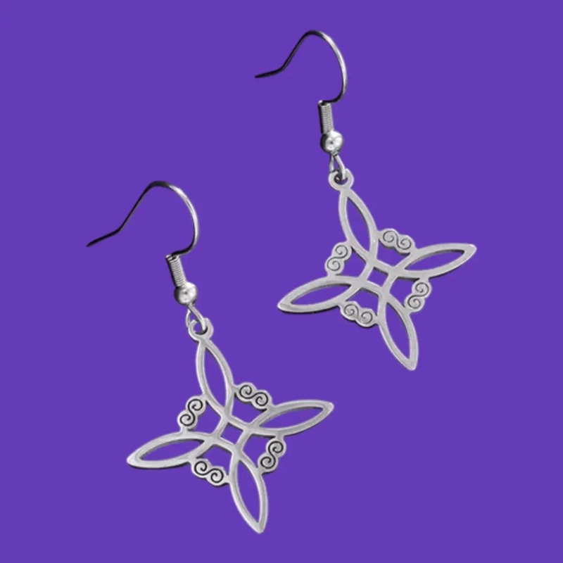 AROS DE ACERO CON DISEÑO DE NUDO DE BRUJA PARA PROTECCION PERSONAL - 4