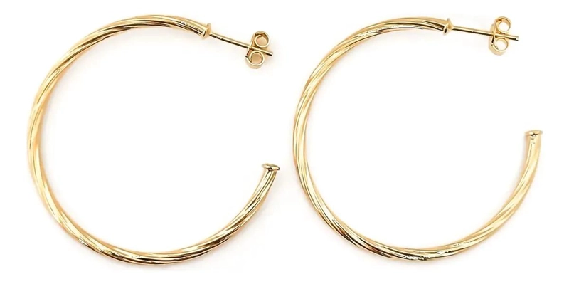 AROS ARGOLLAS TORCIDAS DE 40 MM CON ACABADO ENCHAPADO EN ORO 18K - 1