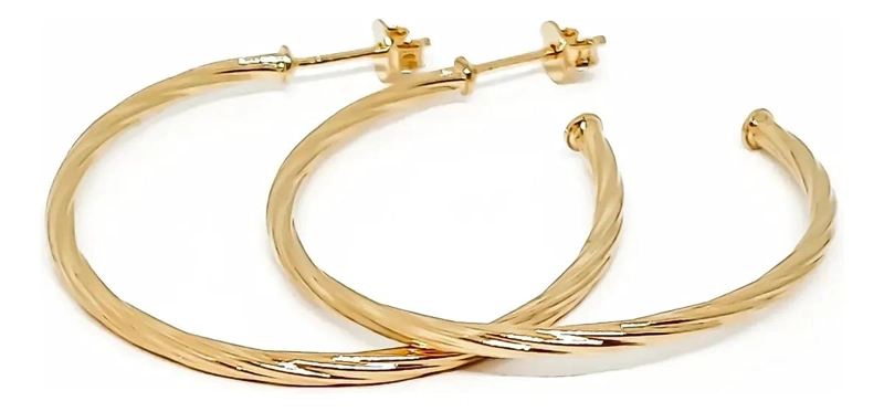 AROS ARGOLLAS TORCIDAS DE 40 MM CON ACABADO ENCHAPADO EN ORO 18K - 2