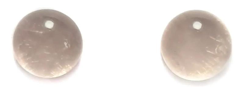 AROS DE MEDIA BOLA DE CUARZO ROSADO DE 9MM EN PLATA FINA 925 - 1