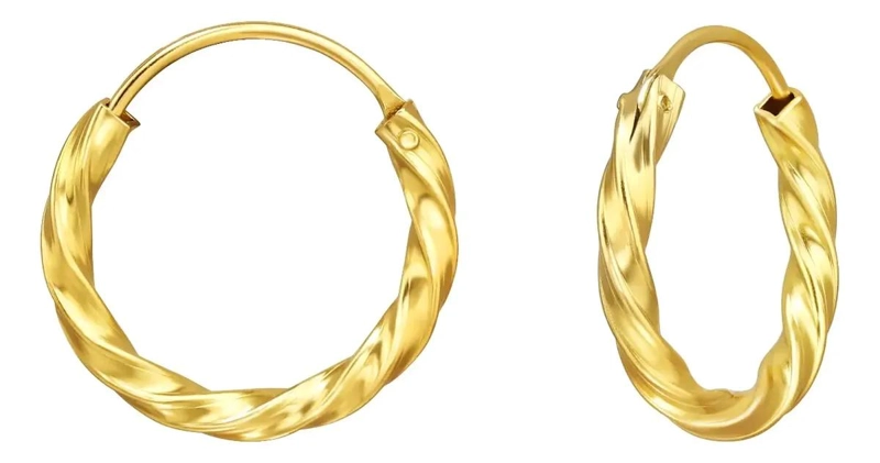AROS ARGOLLAS ENTOCHADAS 16 MM EN PLATA 925 Y ORO DORADO UNISEX - 1