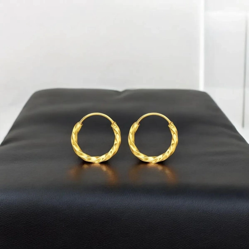 AROS ARGOLLAS ENTOCHADAS 16 MM EN PLATA 925 Y ORO DORADO UNISEX - 2