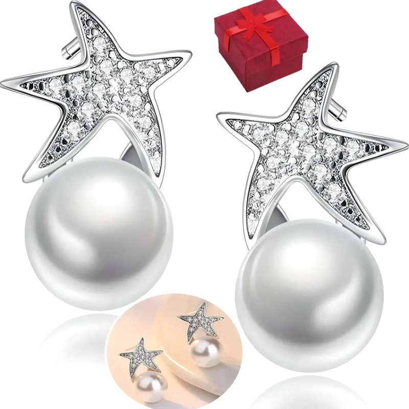 PENDIENTES COLGANTES DE PLATA 925 CON PERLA PARA MUJER - 1