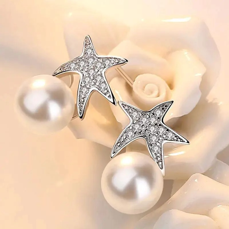 PENDIENTES COLGANTES DE PLATA 925 CON PERLA PARA MUJER - 2