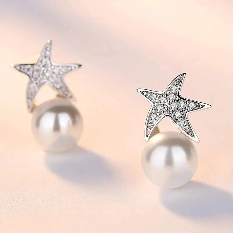 PENDIENTES COLGANTES DE PLATA 925 CON PERLA PARA MUJER - 5