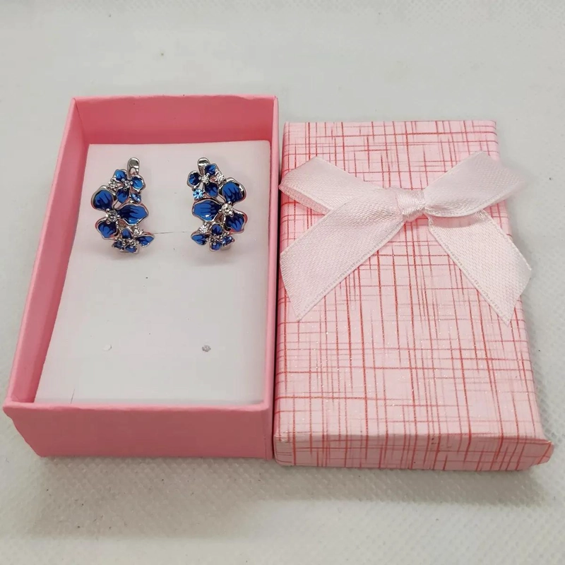 AROS COLGANTES DE PLATA 925 CON DISEÑO DE FLOR DE IRIS AZUL PARA MUJER - 5