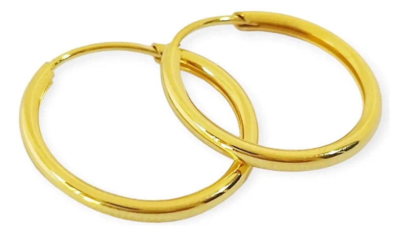 AROS ARGOLLAS DE 16MM CON BAÑO DE ORO DE 18 QUILATES - 2