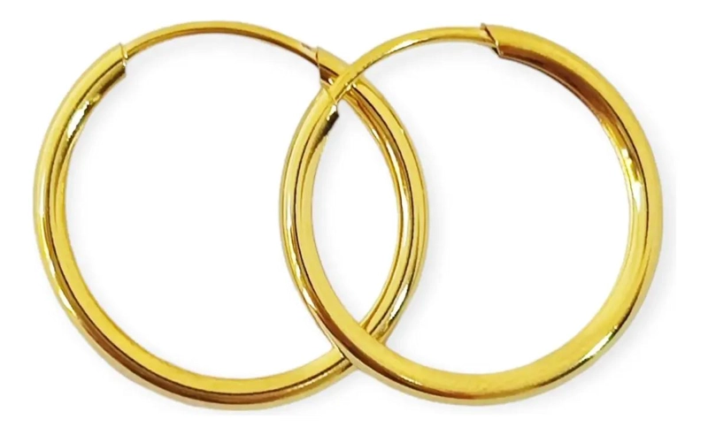 AROS ARGOLLAS DE 16MM CON BAÑO DE ORO DE 18 QUILATES - 3