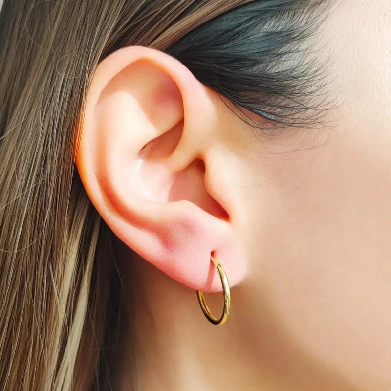 AROS ARGOLLAS DE 16MM CON BAÑO DE ORO DE 18 QUILATES - 4
