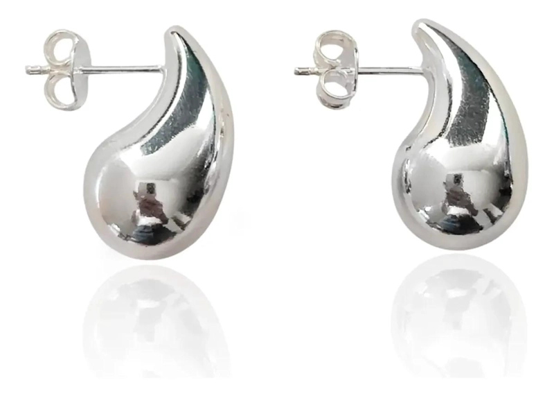 AROS CON DISEÑO DE GOTA EN PLATA FINA 925 PARA MUJER - 1