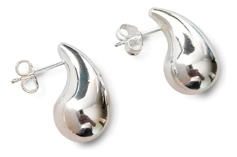 AROS CON DISEÑO DE GOTA EN PLATA FINA 925 PARA MUJER - 2