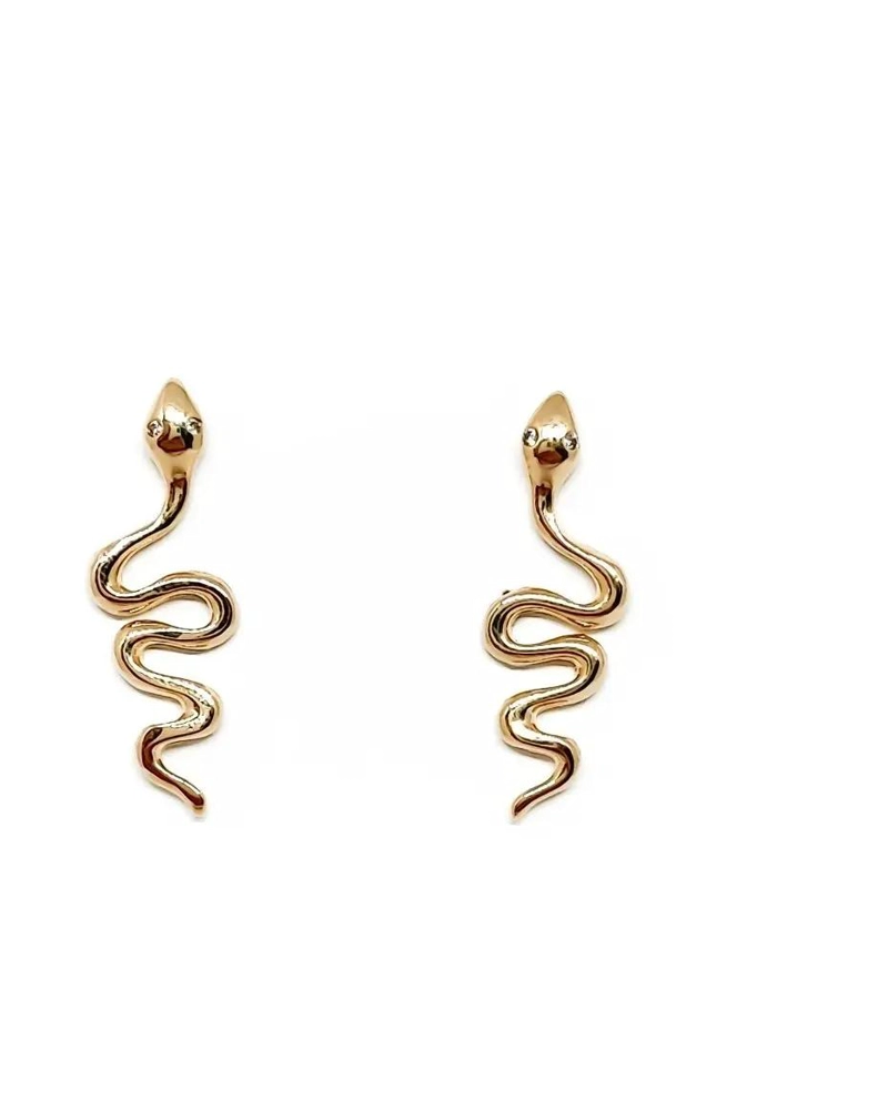 AROS TREPADORES CON DISEÑO DE SERPIENTE Y CIRCON ENCHAPADO EN ORO 18K - 1