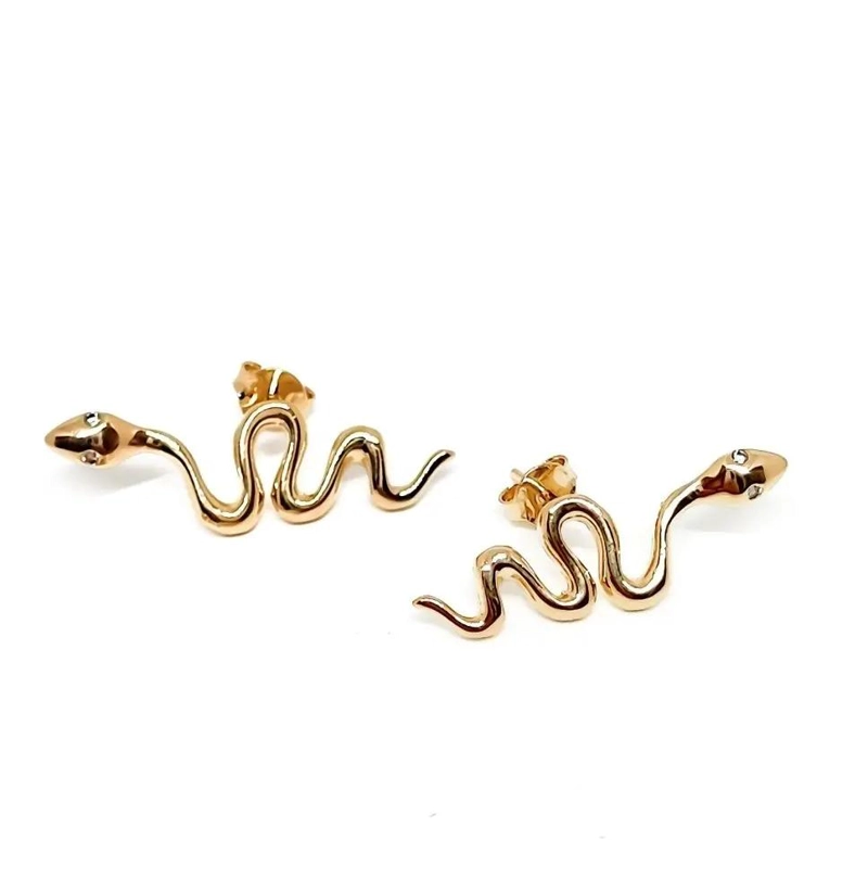 AROS TREPADORES CON DISEÑO DE SERPIENTE Y CIRCON ENCHAPADO EN ORO 18K - 2