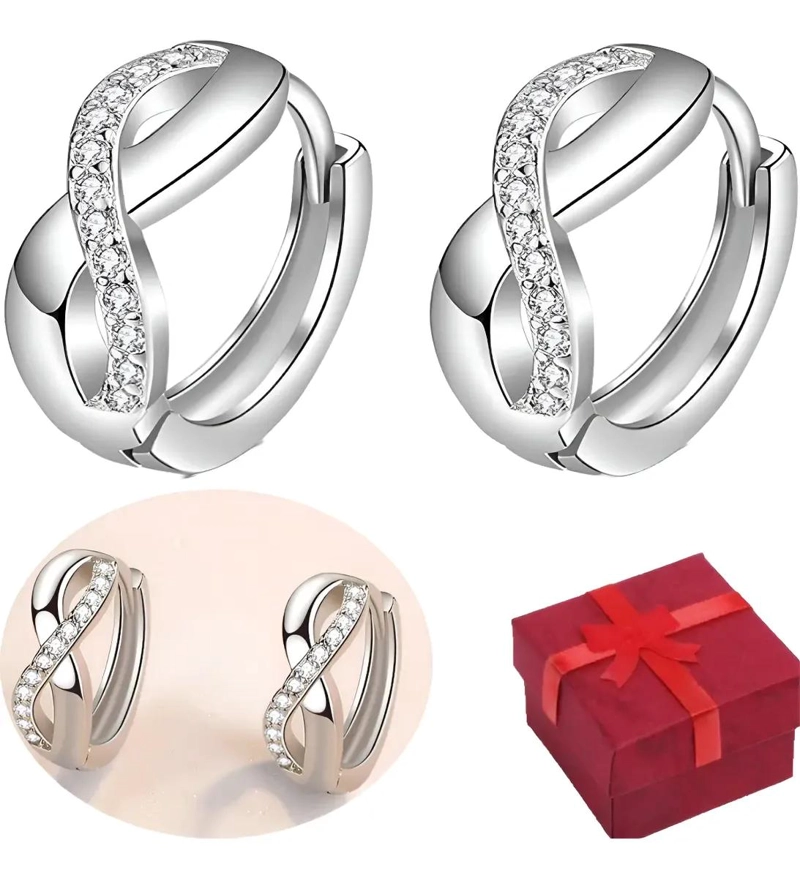 PENDIENTES DE PLATA 925 CON DISEÑO INFINITO PARA MUJER - 1