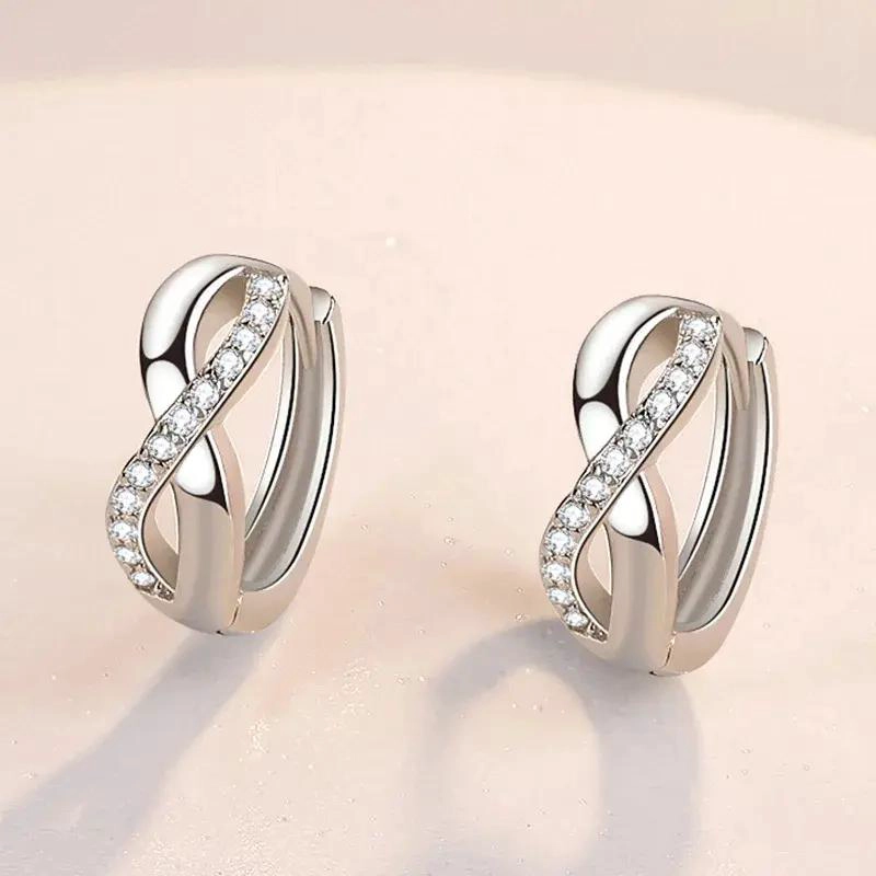 PENDIENTES DE PLATA 925 CON DISEÑO INFINITO PARA MUJER - 4
