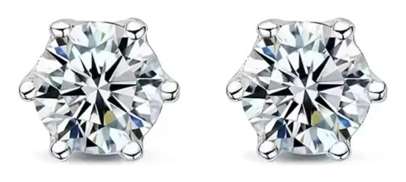 AROS DE PLATA 925 CON DIAMANTES MOISSANITA DE 1 QUILATE PUNTO DE LUZ - 1