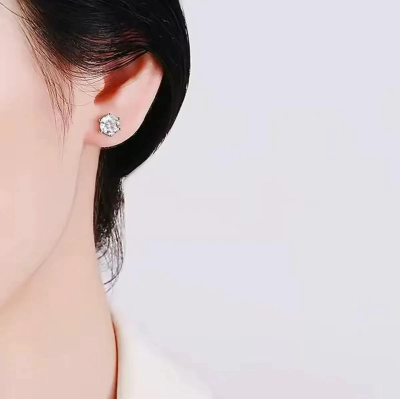 AROS DE PLATA 925 CON DIAMANTES MOISSANITA DE 1 QUILATE PUNTO DE LUZ - 2
