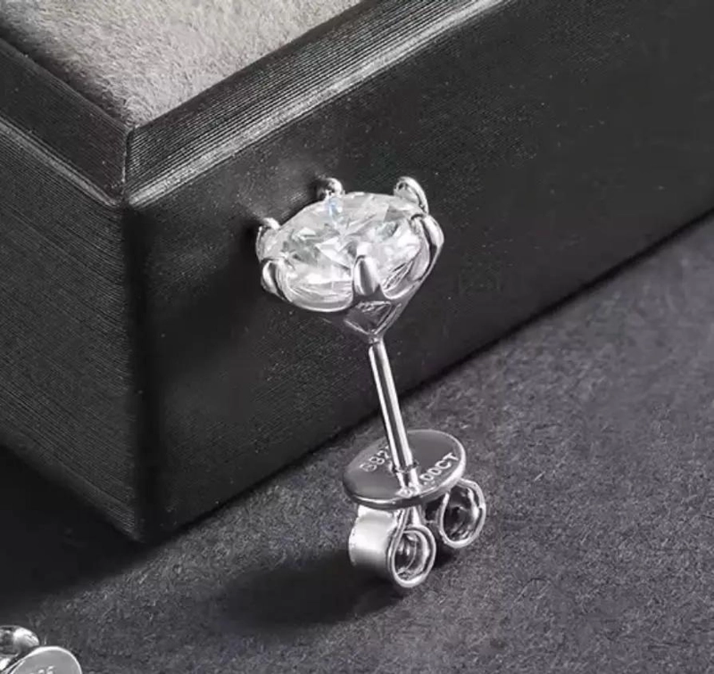 AROS DE PLATA 925 CON DIAMANTES MOISSANITA DE 1 QUILATE PUNTO DE LUZ - 3